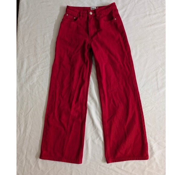 Princess Polly Denim - Princess Polly XX Red Wide Leg High Waisted‎ Denim Jeans Juniors Womens Size 0